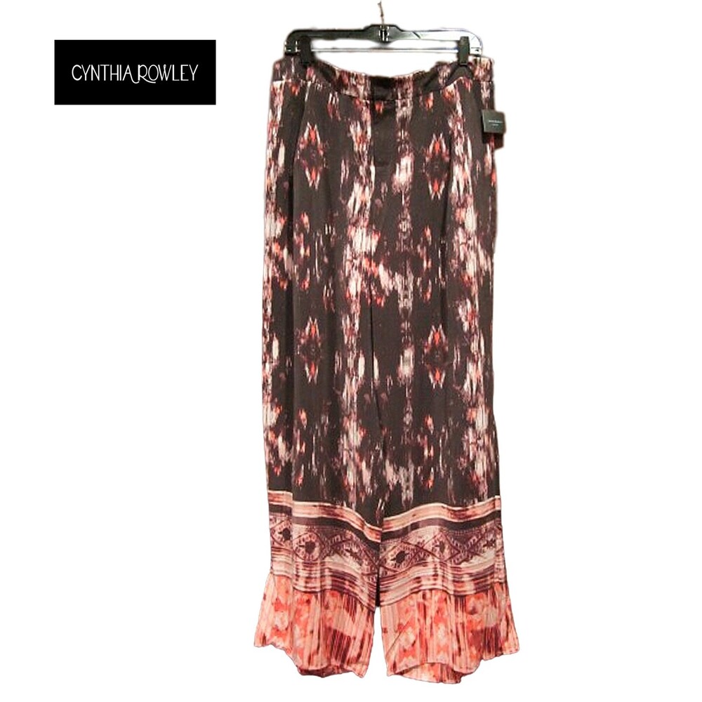 Cynthia Rowley NEW Bohemian Batik 100% SILK Wide Leg Gypsy Lounge Pant